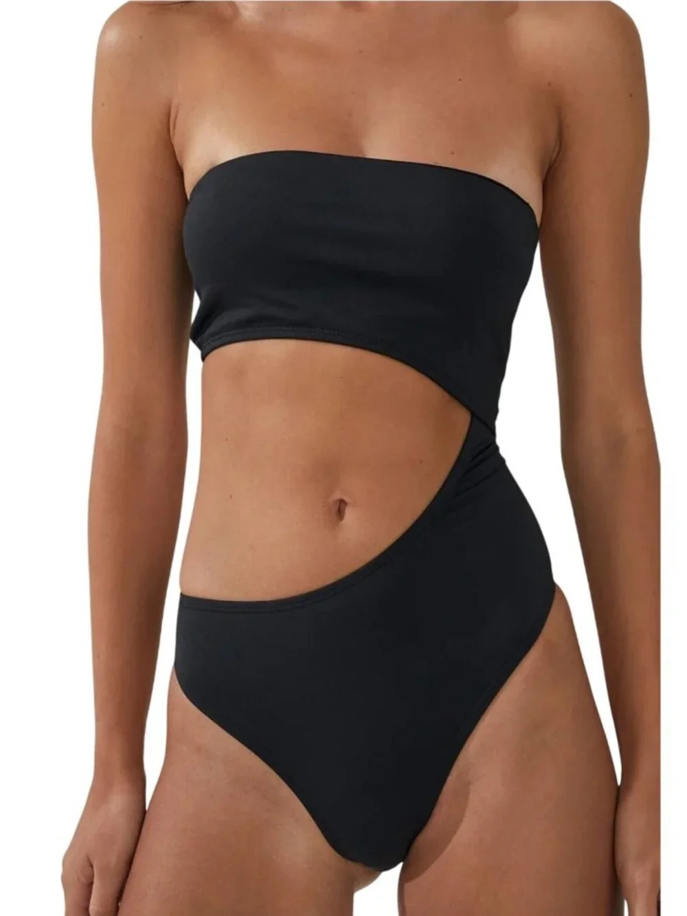 Cotton On XS Cut-Out Strapless Bandeau Brazilian Swimwear One-Piece Swimsuit